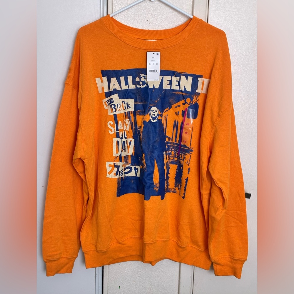 Halloween II Graphic Orange Crewneck Sweater